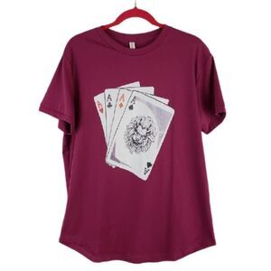 NWT Order Plus Burgundy Aces Graphic Unisex T-Shirt – Size L